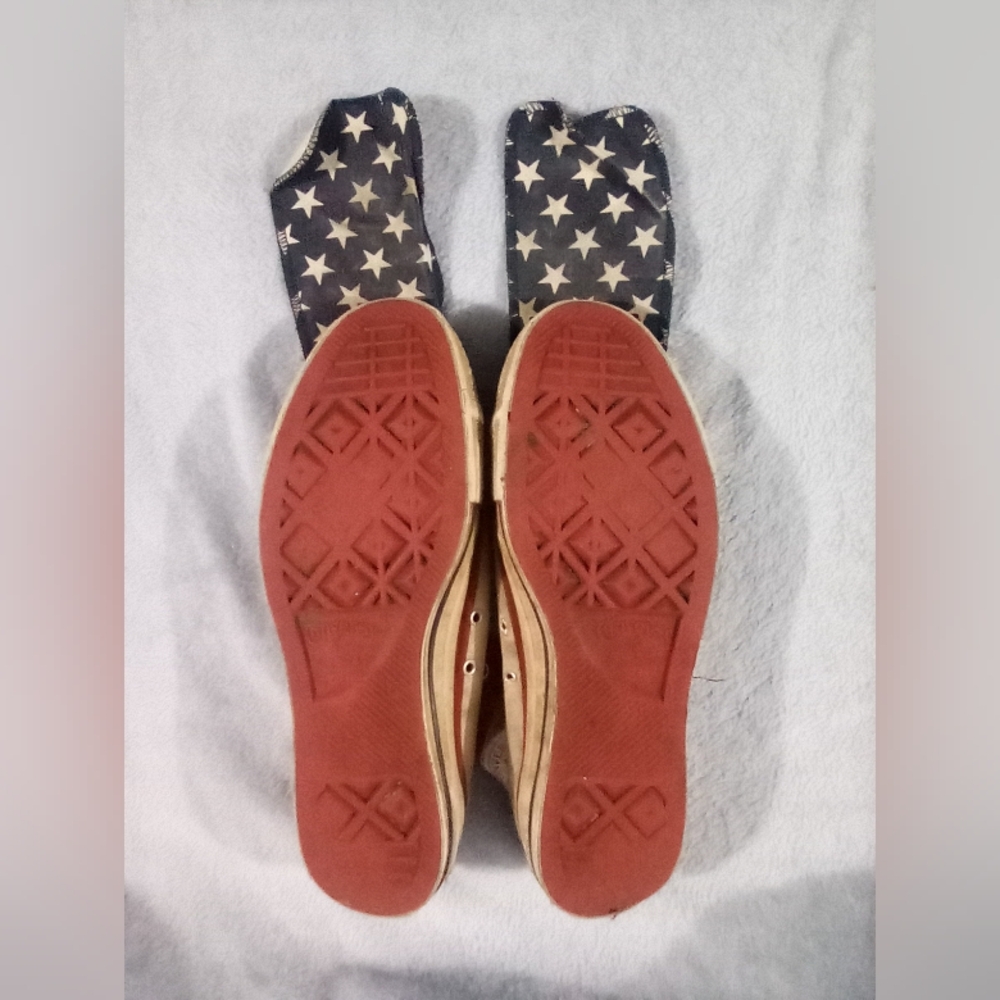 🗽Distressed American Flag Converse All Stars (No Laces), Size 11🗽 - Picture 4 of 9